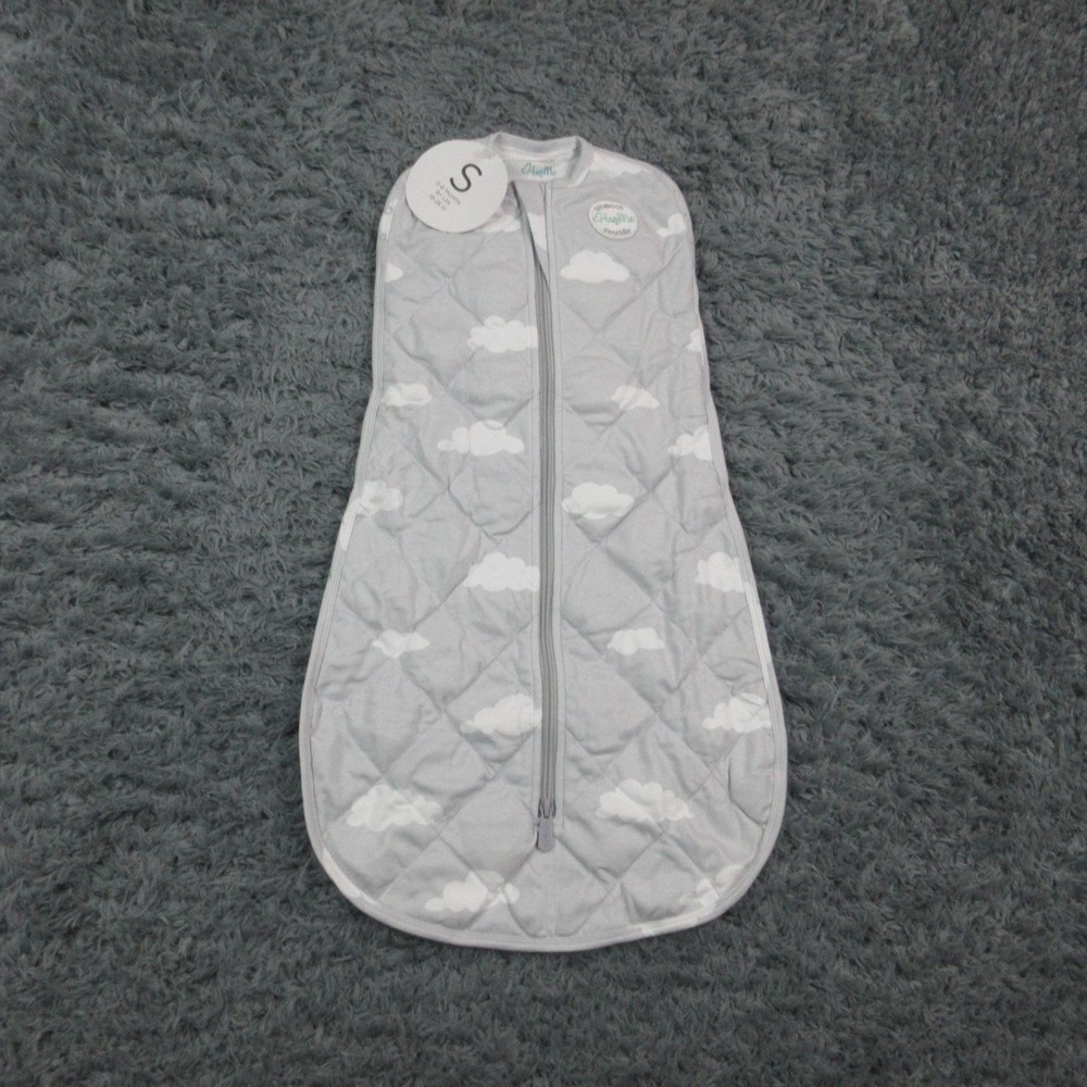 Smooch HugMe Weighted Swaddle Gown Baby 0-3M Gray Cloud Print Zip Sleep NWT